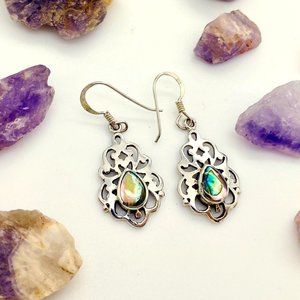 NIB Sterling Silver Abalone Shell Dangle Earrings